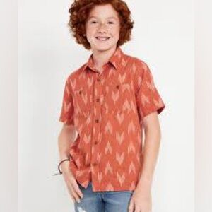 Short-Sleeve Linen-Blend Utility Pocket Shirt for Boys